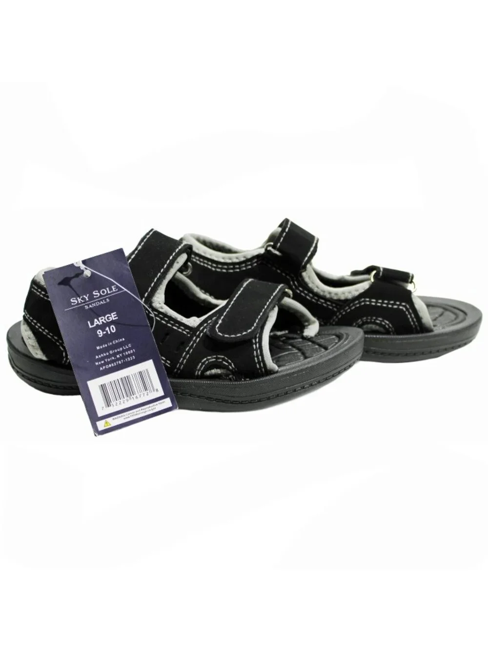 Skysole Boys Double Adjustable Strap Lightweight Sandals Grey Toddler Size 9-10
